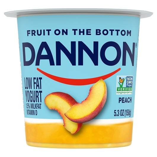 Dannon Low Fat Fruit on the Bottom Peach Yogurt, 12 x 5.3 oz Case - DOT product image 2