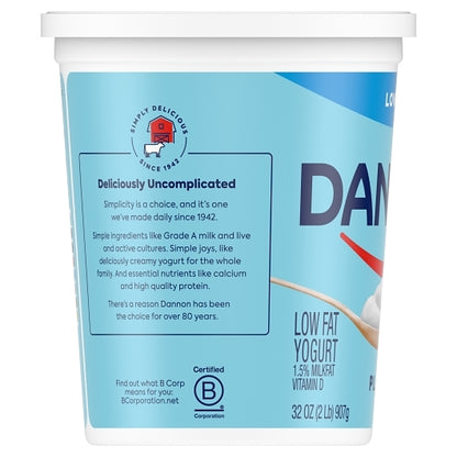 Dannon All Natural Low Fat Plain Yogurt, 6 x 32 oz Case - DOT product image 3