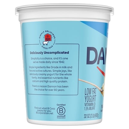 Dannon Low Fat Natural Vanilla Yogurt, 6 x 32 oz Case - DOT product image 3