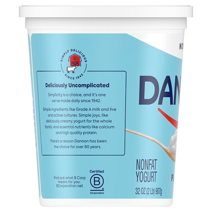 Dannon Non Fat Natural Plain Yogurt, 6 x 32 oz Case - DOT product image 3