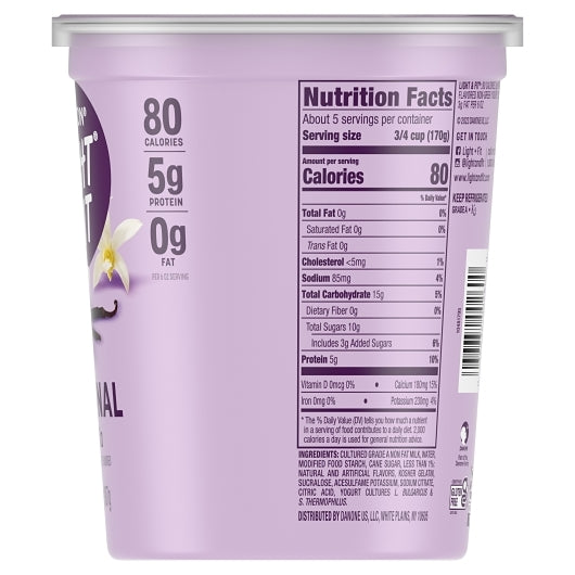 Light and Fit Nonfat Vanilla Yogurt, 6 x 32 oz Case - DOT product image 3
