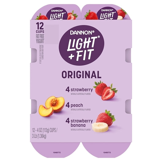 Light & Fit Nonfat 4 Strawberry, 4 Strawberry Banana, and 4 Peach Yogurt, 4 x 48 oz Case - DOT product image 4