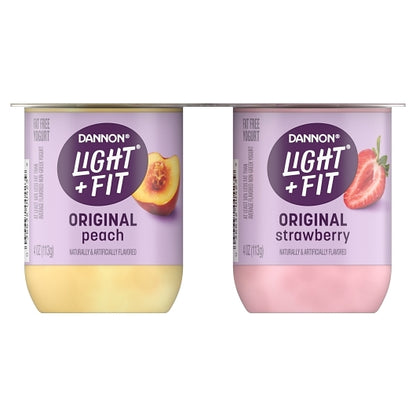 Light & Fit 12 Strawberry and 12 Peach Yogurt, 6 x 16 oz Case - Cheese & Dairy