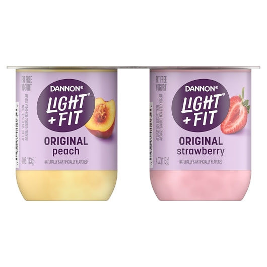 Light & Fit 12 Strawberry and 12 Peach Yogurt, 6 x 16 oz Case - Cheese & Dairy