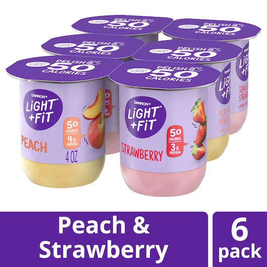Light & Fit 12 Strawberry and 12 Peach Yogurt, 6 x 16 oz Case - DOT product image 2