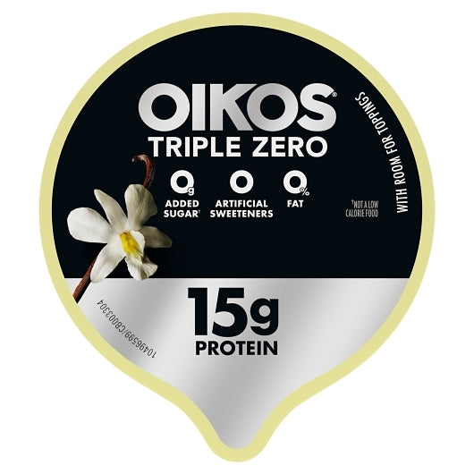Oikos Triple Zero Nonfat Vanilla Blended Greek Yogurt, 12 x 5.3 oz Case - DOT product image 5