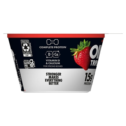 Oikos Triple Zero Nonfat Strawberry Blended Greek Yogurt, 12 x 5.3 oz Case - DOT product image 2