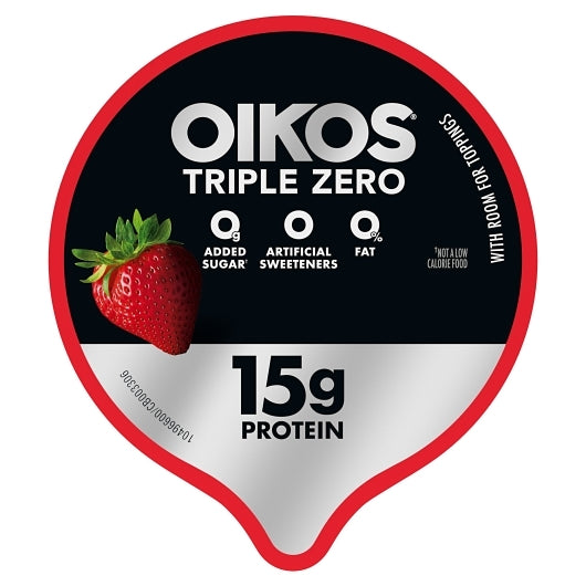 Oikos Triple Zero Nonfat Strawberry Blended Greek Yogurt, 12 x 5.3 oz Case - DOT product image 4