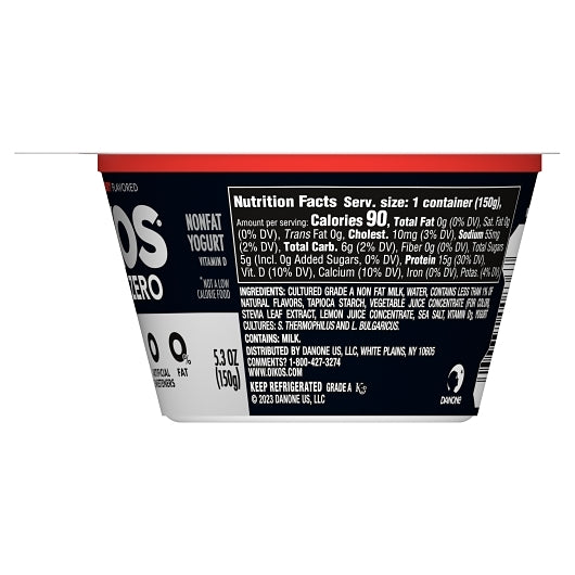 Oikos Triple Zero Nonfat Strawberry Blended Greek Yogurt, 12 x 5.3 oz Case - DOT product image 3