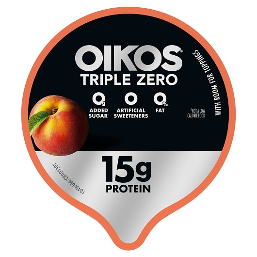 Oikos Triple Zero Peach Yogurt, 12 x 5.3 oz Case - DOT product image 4