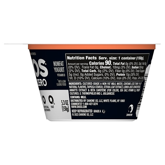 Oikos Triple Zero Peach Yogurt, 12 x 5.3 oz Case - DOT product image 3