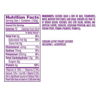 Light and Fit Nonfat Strawberry Yogurt, 12 x 5.3 oz Case - DOT product image 6