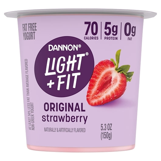 Light and Fit Nonfat Strawberry Yogurt, 12 x 5.3 oz Case - Cheese & Dairy