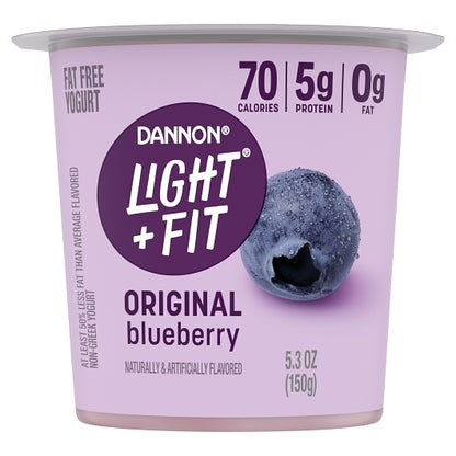 Light & Fit Nonfat Blueberry Yogurt, 12 x 5.3 oz Case - Cheese & Dairy