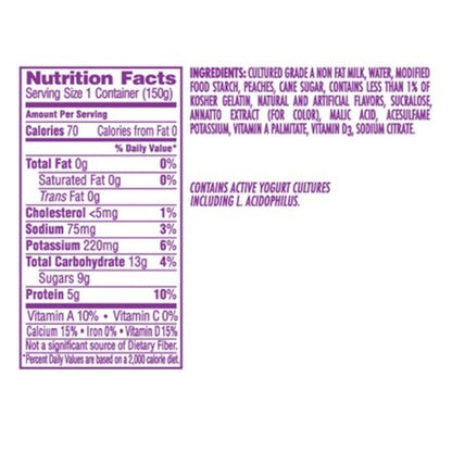 Light and Fit Nonfat Peach Yogurt, 12 x 5.3 oz Case - DOT product image 6