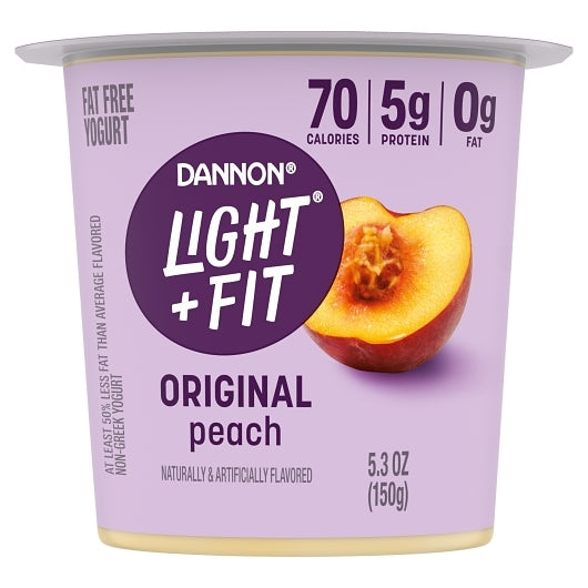 Light and Fit Nonfat Peach Yogurt, 12 x 5.3 oz Case - Cheese & Dairy