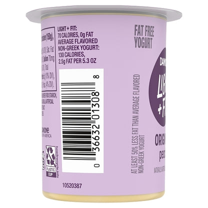 Light and Fit Nonfat Peach Yogurt, 12 x 5.3 oz Case - DOT product image 3