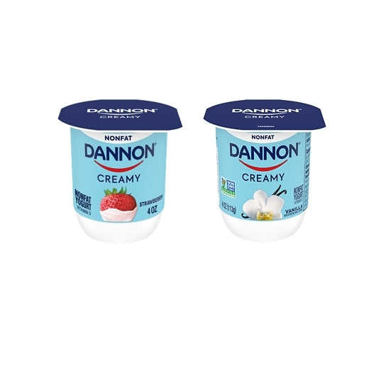 Dannon Twin Pack Strawberry and Vanilla Creamy Yogurt, 1 x 48 ct Case - Cheese & Dairy