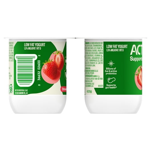Activia Low Fat Strawberry Yogurt, 6 x 16 oz Case - DOT product image 2