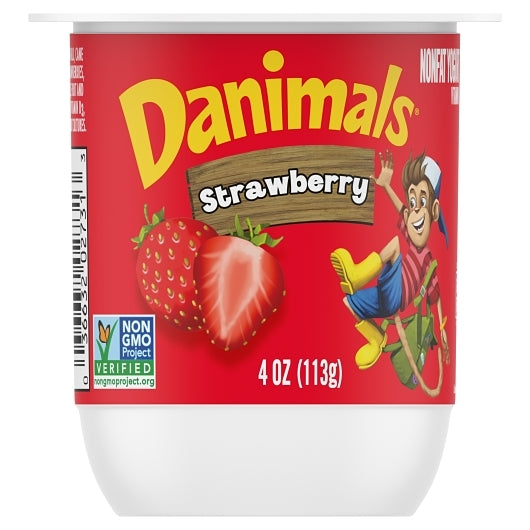 Danimals Nonfat Strawberry Yogurt, 1 x 4 oz Case - Cheese & Dairy