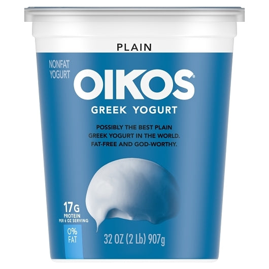 Oikos Greek Nonfat Plain Yogurt, 6 x 32 oz Case - Cheese & Dairy