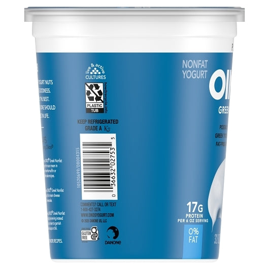 Oikos Greek Nonfat Plain Yogurt, 6 x 32 oz Case - DOT product image 2