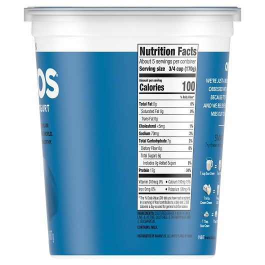 Oikos Greek Nonfat Plain Yogurt, 6 x 32 oz Case - DOT product image 3
