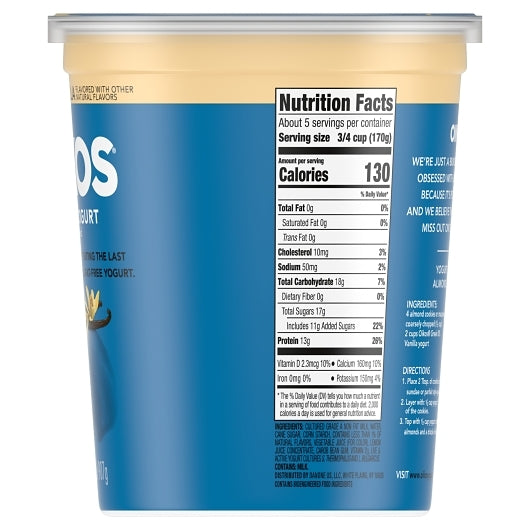 Oikos 0% Fat Greek Vanilla Yogurt, 6 x 32 oz Case - DOT product image 3