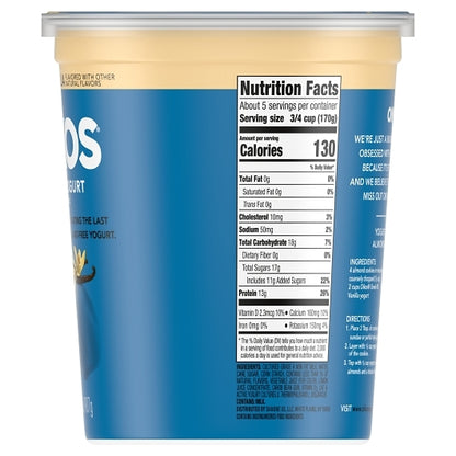Oikos 0% Fat Greek Vanilla Yogurt, 6 x 32 oz Case - DOT product image 3