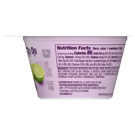 Light & Fit Nonfat Key Lime Yogurt, 12 x 5.3 oz Case - DOT product image 3