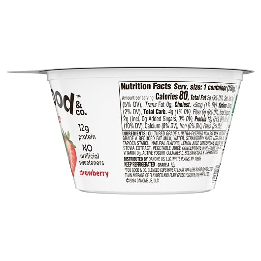 Too Good & Co Low Fat Strawberry Yogurt, 12 x 5.3 oz Case - DOT product image 3