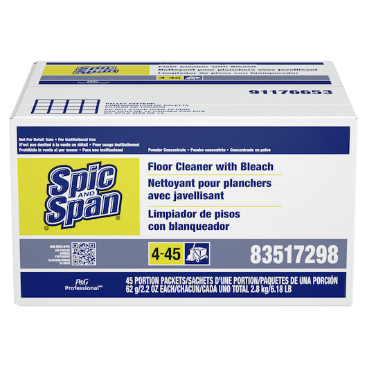 Spic & Span Floor Cleaner w/Bleach Concentrate Powder Packet, 45 x 2.2 oz Case - Cleaners & Sanitizers