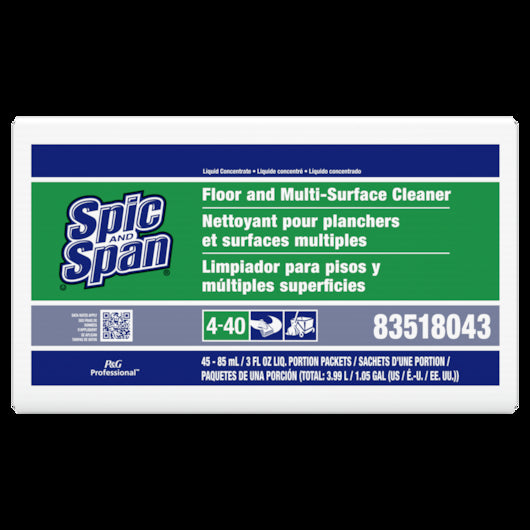 Spic & Span Floor and Multi-Surface Cleaner Concentrate Liquid Packet, 45 x 3 oz Case - Cleaners & Sanitizers