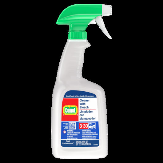 Comet Professional Cleaner With Bleach liquid ready to use Spray Bottle, 8 x 32 oz Case - Front/center packaged product image