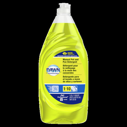 Dawn Professional Manual Pot and Pan Detergent Dish Soap Lemon Scent Concentrate, 8 x 38 oz Case - Alternate product angle or state