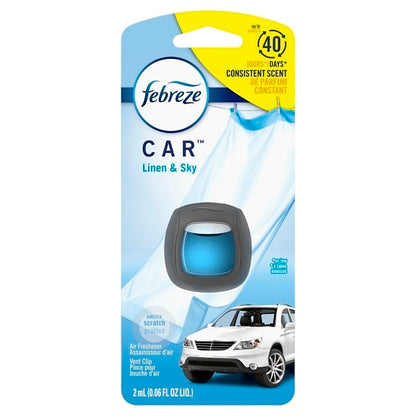 Febreze Vent Clip Linen & Sky Air Freshener, 8 x 0.06 fl oz Case - Cleaners & Sanitizers
