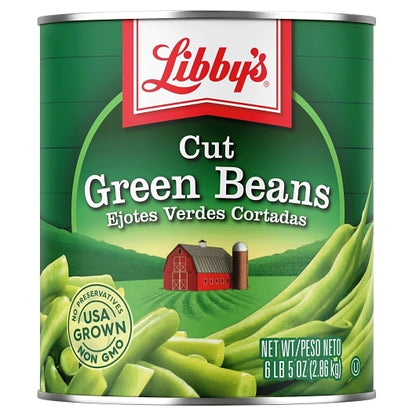 Libby Cut Mix Low Sodium Cut Green Beans, 6 x 101 oz Case - Fruit & Sides