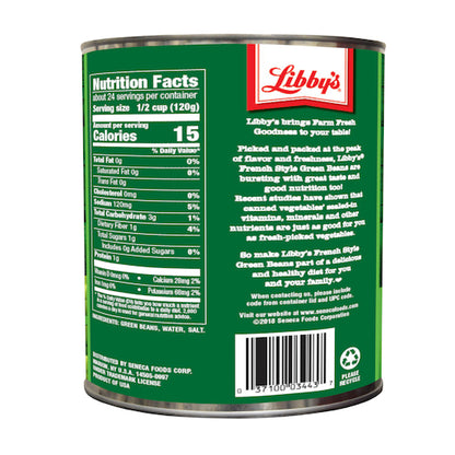 Libby's French Style Green Beans, 6 x 101 oz Case - DOT product image 2