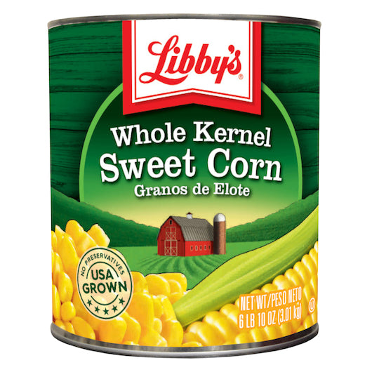 Libbys Low Sodium WHOLE KERNAL Sweet Corn, 6 x 106 oz Case - Fruit & Sides