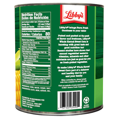 Libbys Low Sodium WHOLE KERNAL Sweet Corn, 6 x 106 oz Case - DOT product image 2