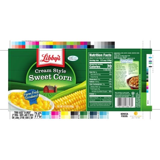 Libby Fancy Cream Style Sweet Corn, 24 x 14.75 oz Case - Fruit & Sides