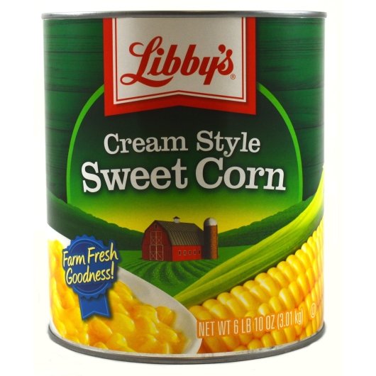Libby Fancy Cream Style Sweet Corn, 6 x 106 oz Case - Fruit & Sides