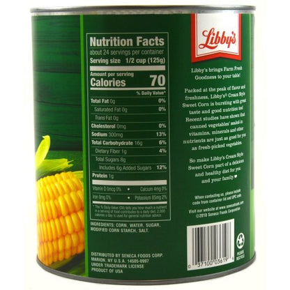 Libby Fancy Cream Style Sweet Corn, 6 x 106 oz Case - DOT product image 2