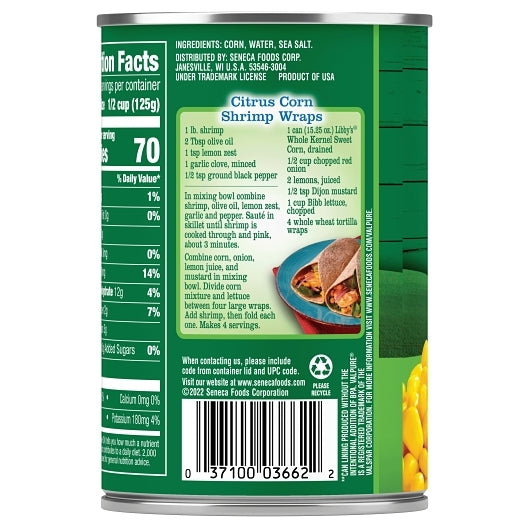 Libby's Whole Kernel Sweet Corn, 24 x 15 oz Case - DOT product image 4
