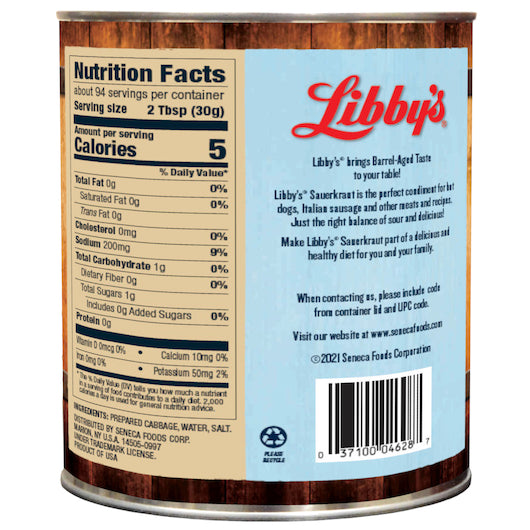 Libbys Fancy Sauerkraut Crispy Sauerkraut Bulk, 6 x 99 oz Case - DOT product image 2
