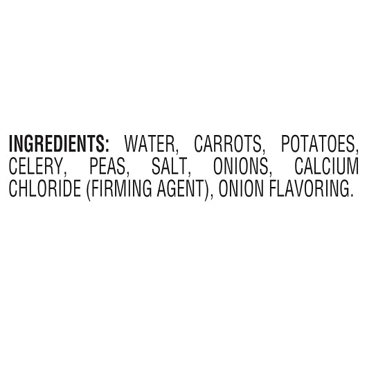 Veg-All Mixed VEGETABLES FOR STEW, 6 x 104 oz Case - Ingredients label