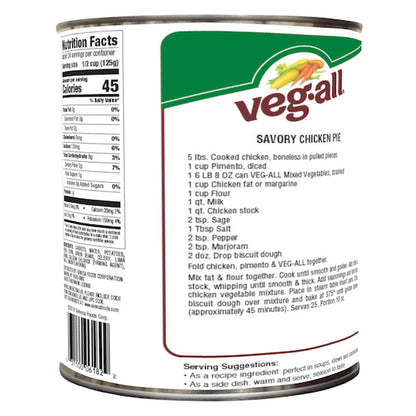 Veg-All MIXED VEGETABLE, 6 x 104 oz Case - Alternate product angle or state