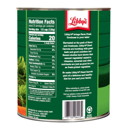 Libby's LOW SODIUM Diced Carrots, 6 x 105 oz Case - DOT product image 2