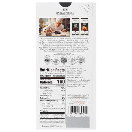 Excellence Chocolate Bar Sea Salt, 12 x 12 x 3.5 oz Case - DOT product image 3