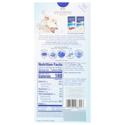 Lindt Milk Chocolate Classic Recipe Chocolate Milk Chocolate Hazelnut, 6 x 12 x 4.4 oz Case - DOT product image 4